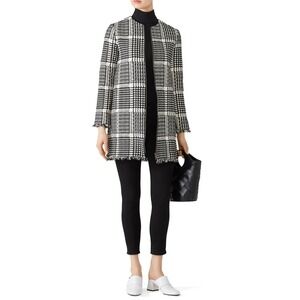 Cupcakes and Cashmere Revolve Plaid Tweed Coat Womens Small Black‎ Dark Academia